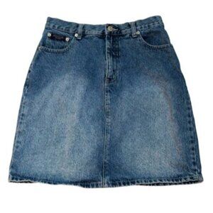 2/$30 Mountain Lake Jean Company Blue Denim Jean Skirt Womens 8 5 Pockets Straig